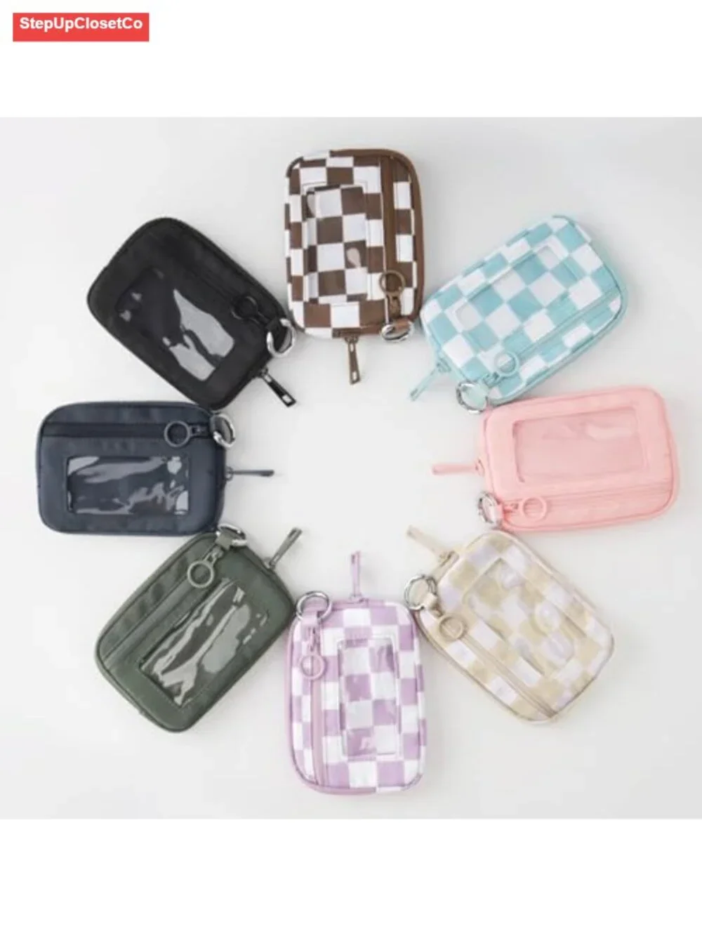 Wristlet Keychain Wallet for Women, Small Nylon Change Purse with Detachable